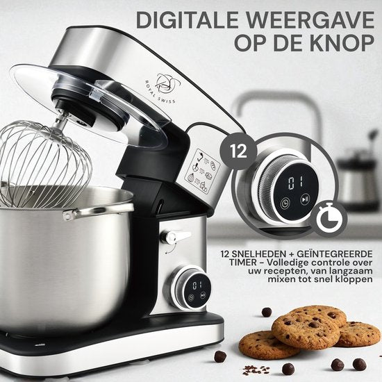 Royal Swiss® Keukenmachine 16 Liter – 2800W Professionele Keukenrobot XXL met RVS Mengkom