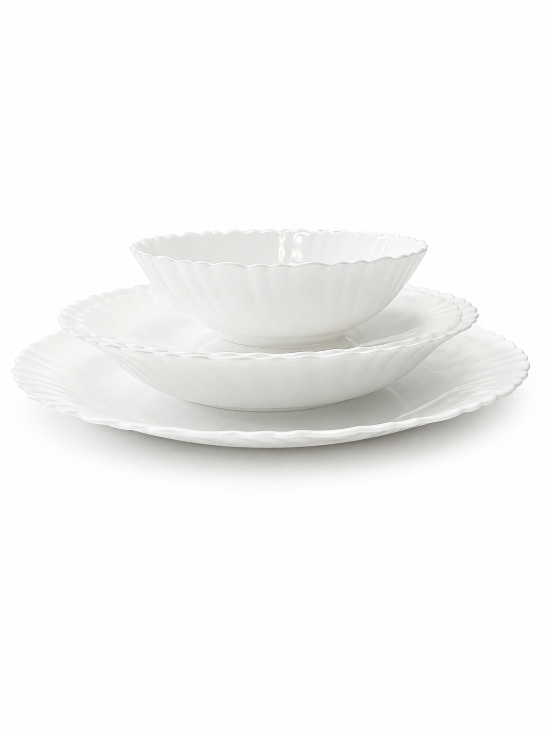 Avangarde Pearl Serviesset 24-delig – Luxe Wit Dinner Set – Borden & Kommen – Modern Golf Design – 6 Personen Servies