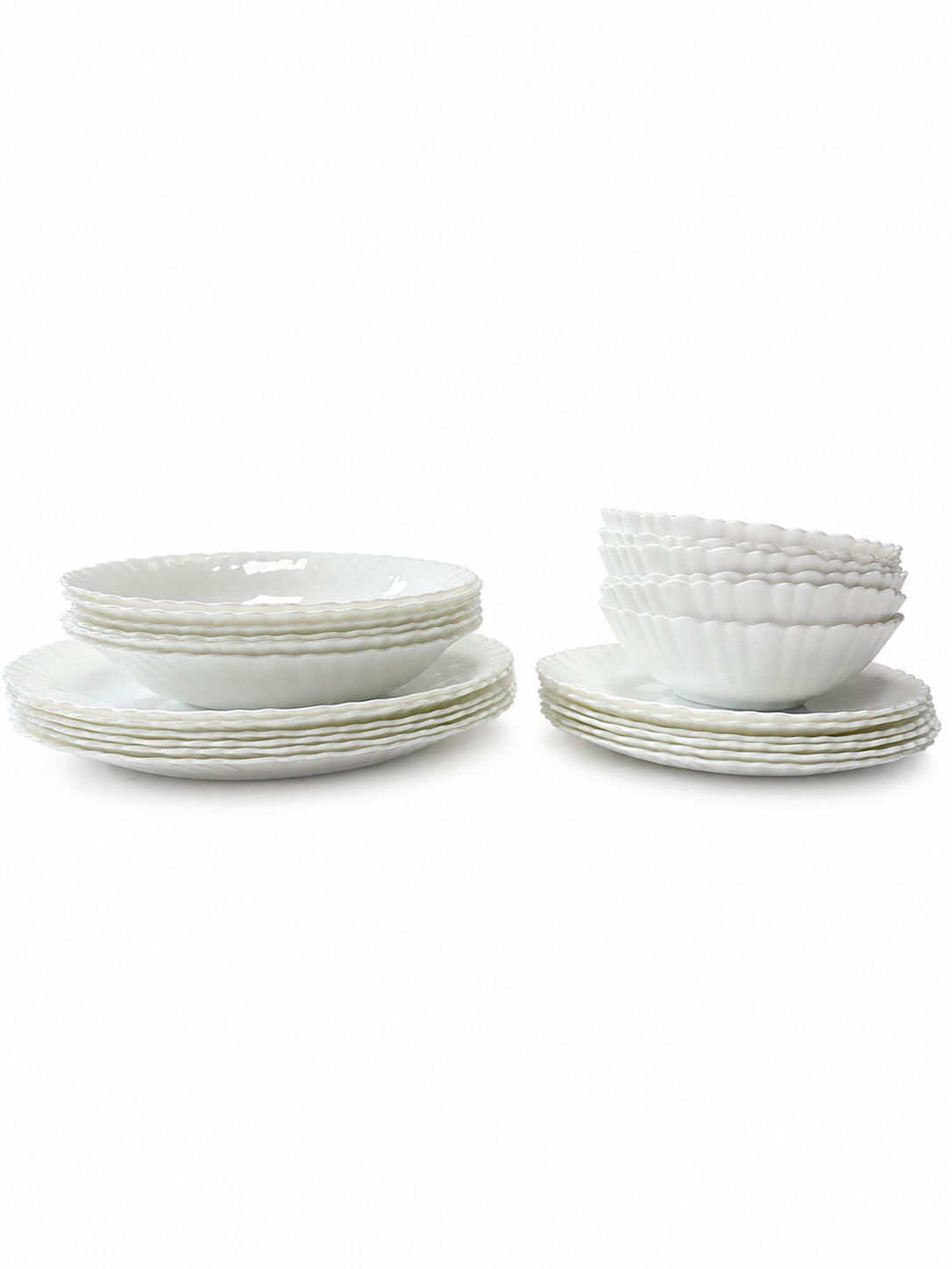 Avangarde Pearl Serviesset 24-delig – Luxe Wit Dinner Set – Borden & Kommen – Modern Golf Design – 6 Personen Servies