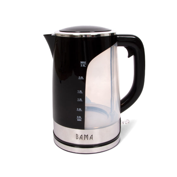 Bama Costa Waterkoker 2,5L – 2200W – RVS – Snoerloos & 360° Draaibaar – Droogkookbeveiliging – Grote Capaciteit