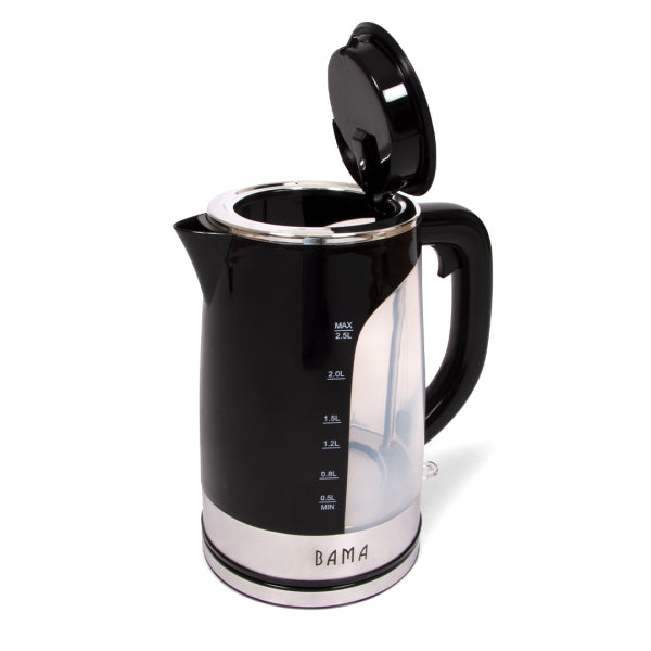 Bama Costa Waterkoker 2,5L – 2200W – RVS – Snoerloos & 360° Draaibaar – Droogkookbeveiliging – Grote Capaciteit