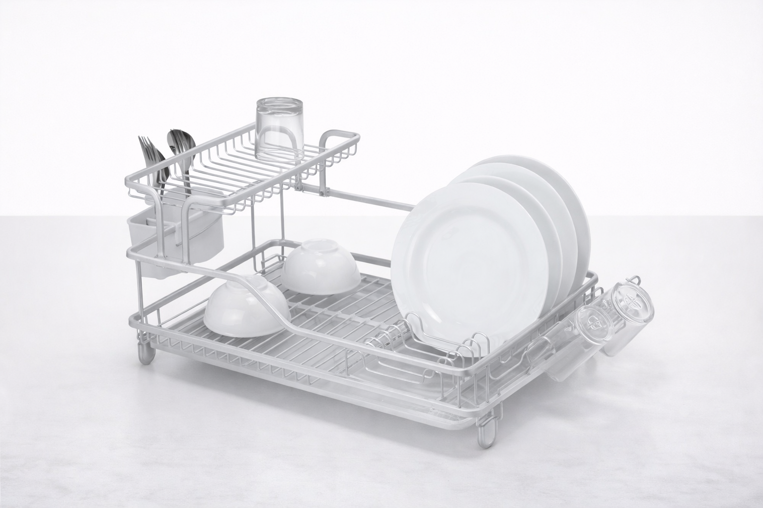 Bavary Afdruiprek voor Servies – Ruimtebesparend & Roestvrij – Aluminium – Met Bestekhouder – Zwart