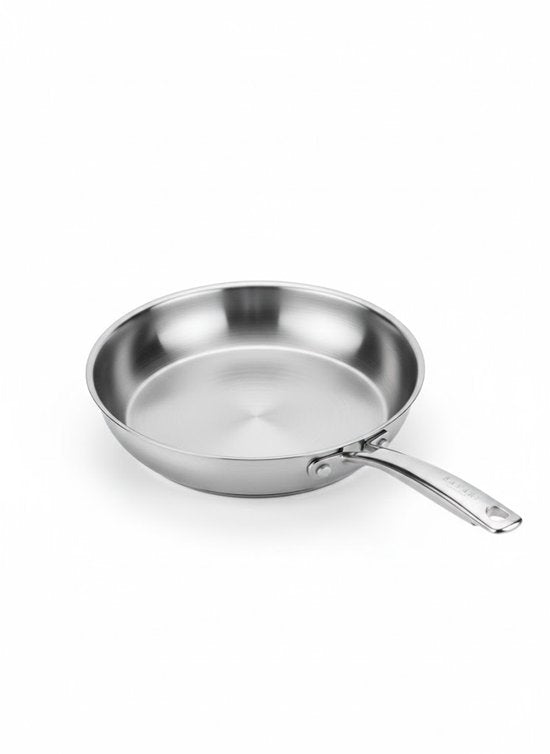 Bavary Collection RVS Koekenpan 30 Cm 18/10 Inox – Inductie Geschikt – Ongecoat & PTFE-vrij – Voor Alle Warmtebronnen