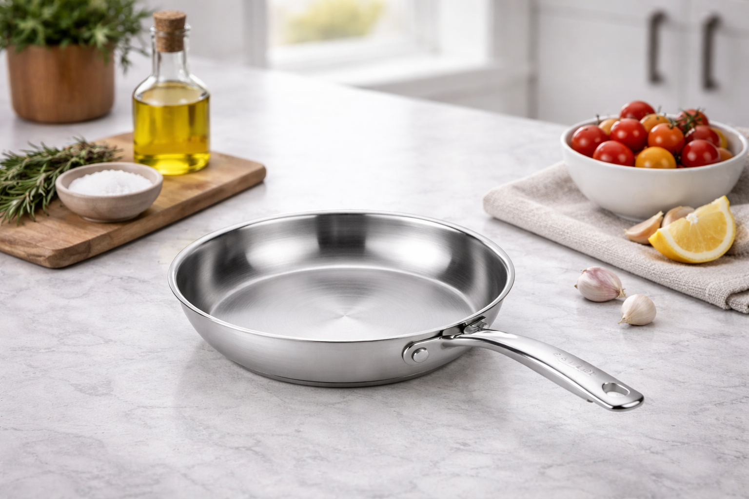 Bavary Collection RVS Koekenpan 30 Cm 18/10 Inox – Inductie Geschikt – Ongecoat & PTFE-vrij – Voor Alle Warmtebronnen