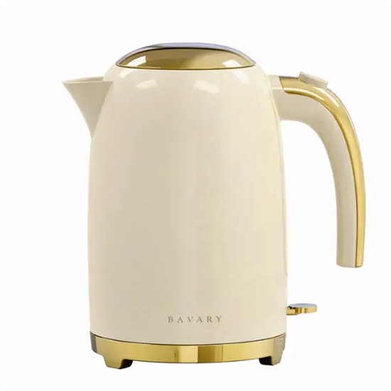 Bavary Waterkoker 1.7L 2200W – Luxe Beige Goud Design – Draadloos met Automatische Uitschakeling