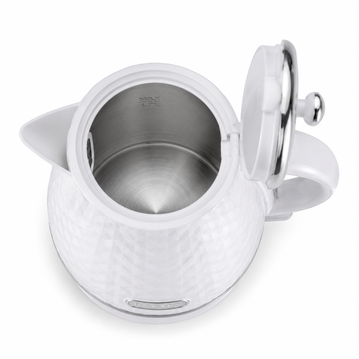 Bavary Luxe Waterkoker 1.7L – Diamant Design – Snelle Elektrische Waterkoker met Automatische Uitschakeling – Wit