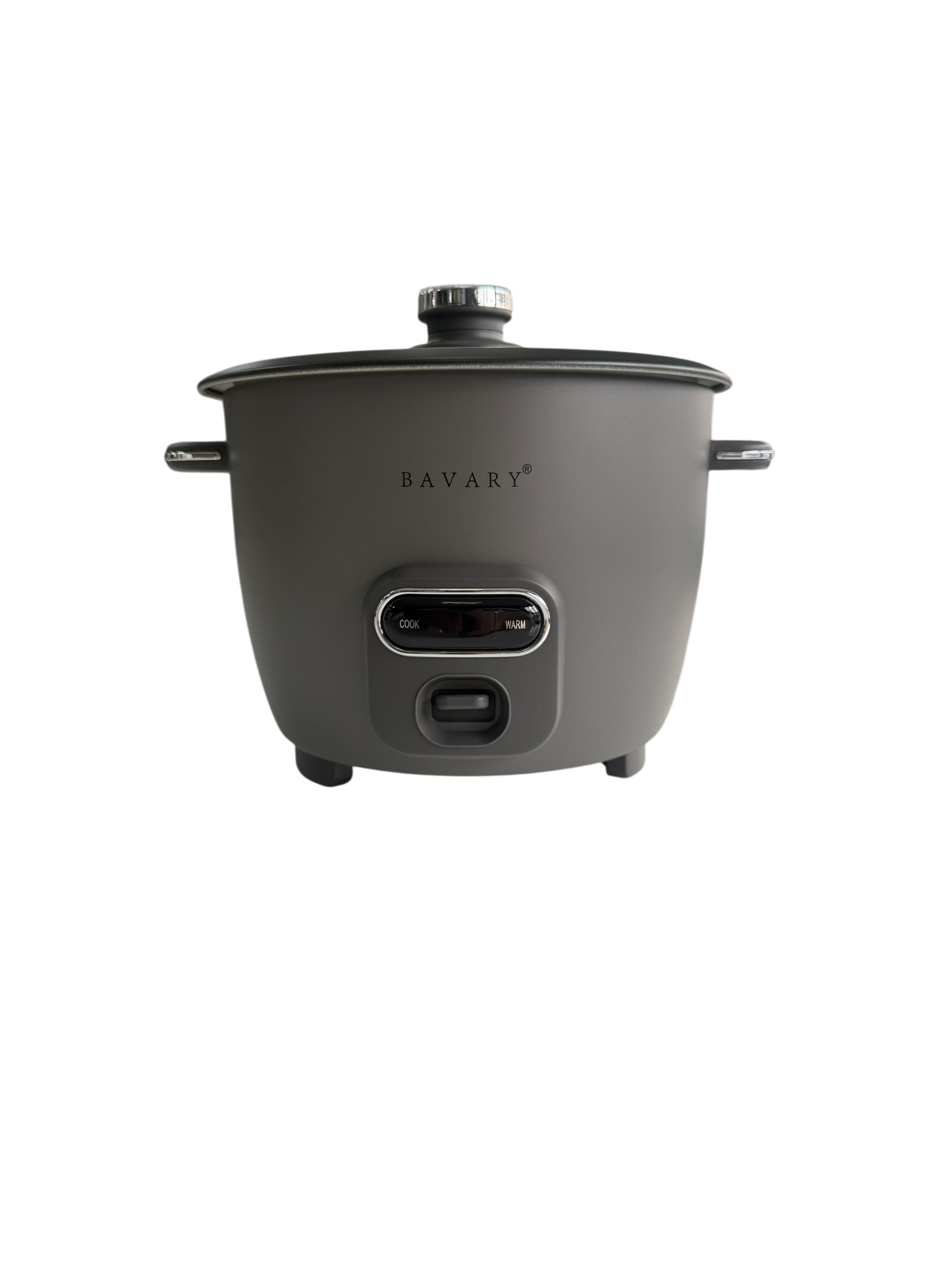 Bavary Rijstkoker 1.8 Liter Grijs – Elektrische Rice Cooker met Accessoires, Warmhoudfunctie en Glazen Deksel