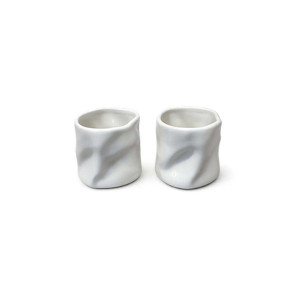 Bavary Wave Keramieken Mokken Set van 2 – 300ML Koffiemokken – Luxe Witte Wave Mokjes