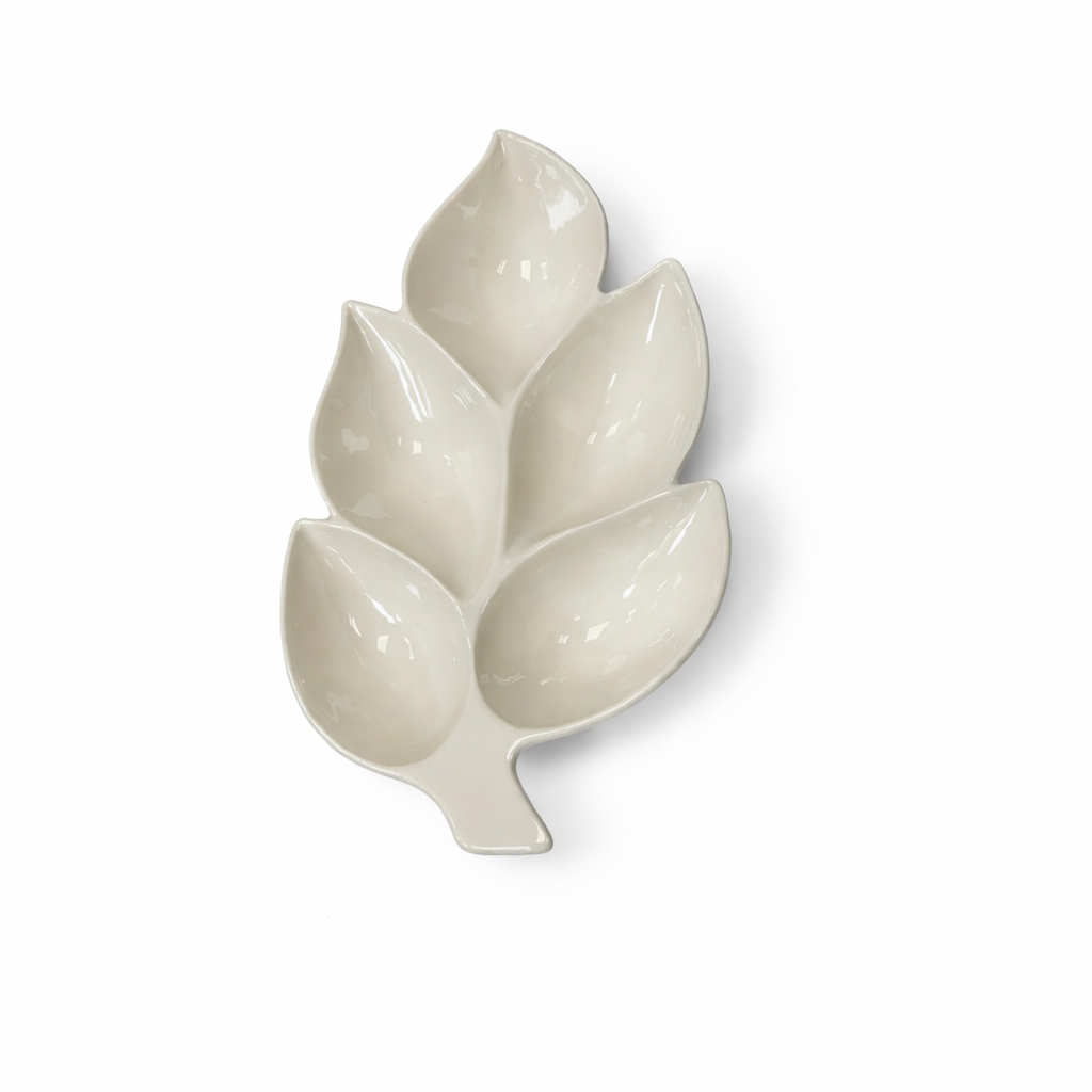 Bavary Decoration Leaf Serveerschaal – Witte Keramische Snack- en Hapjesschaal