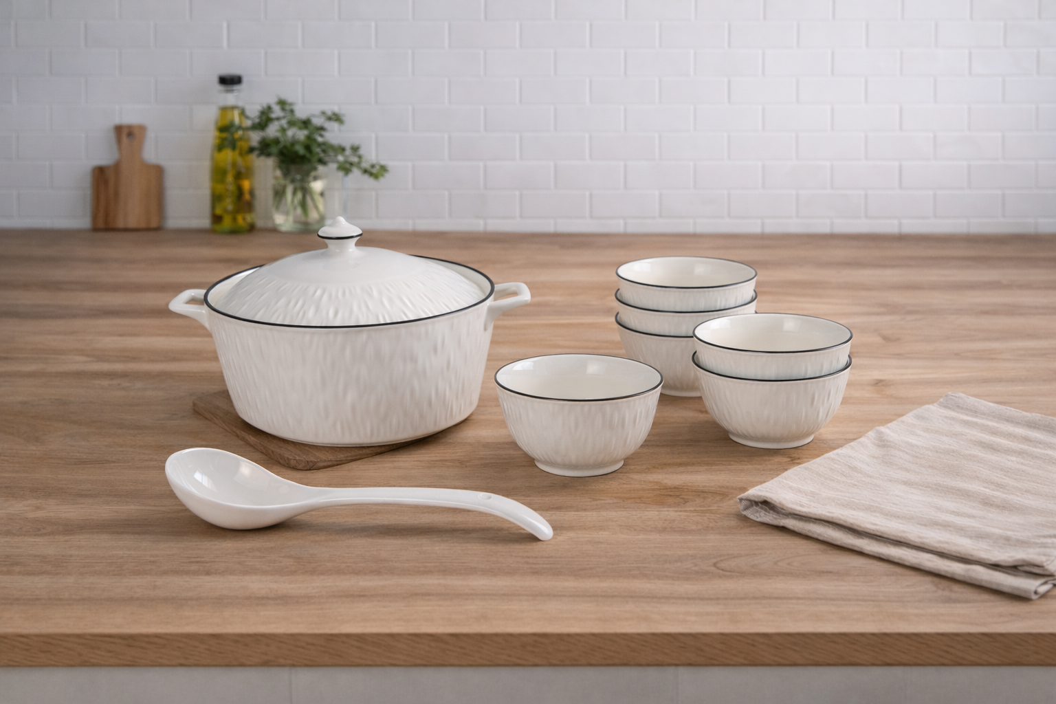 Bavary Harira Soepset – Elegante Serveerset met Deksel voor 6 Personen