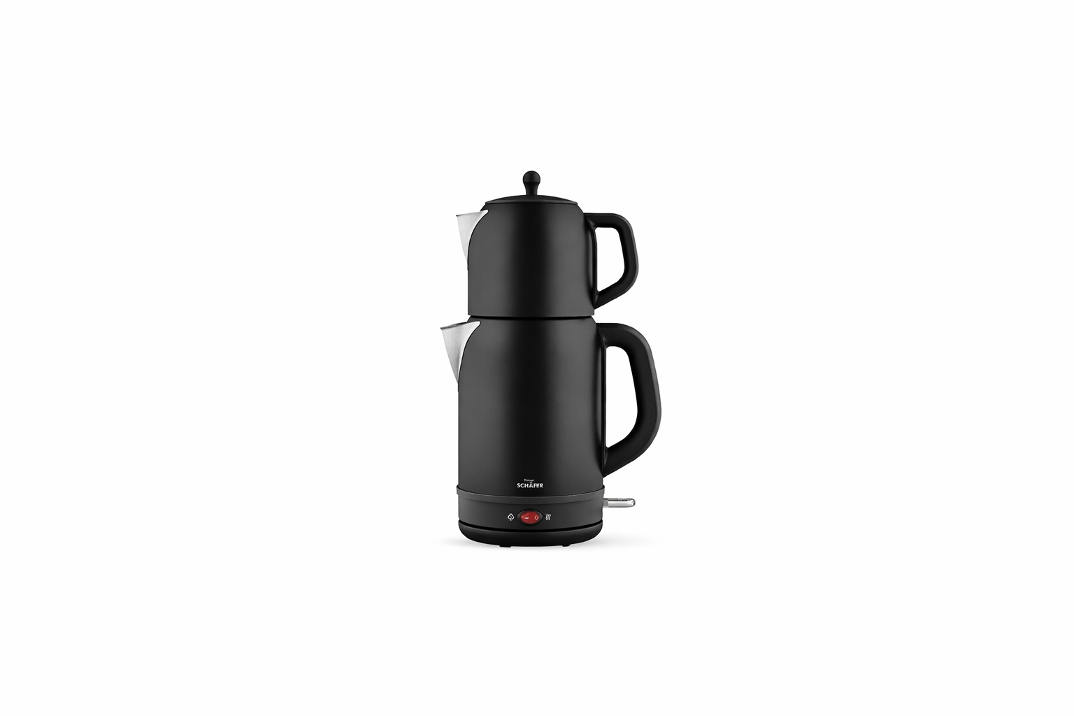 Schäfer Elektrische Turkse Theemaker – 1,7L Waterkoker + 1,0L Theepot – 2200W – RVS – Zwart
