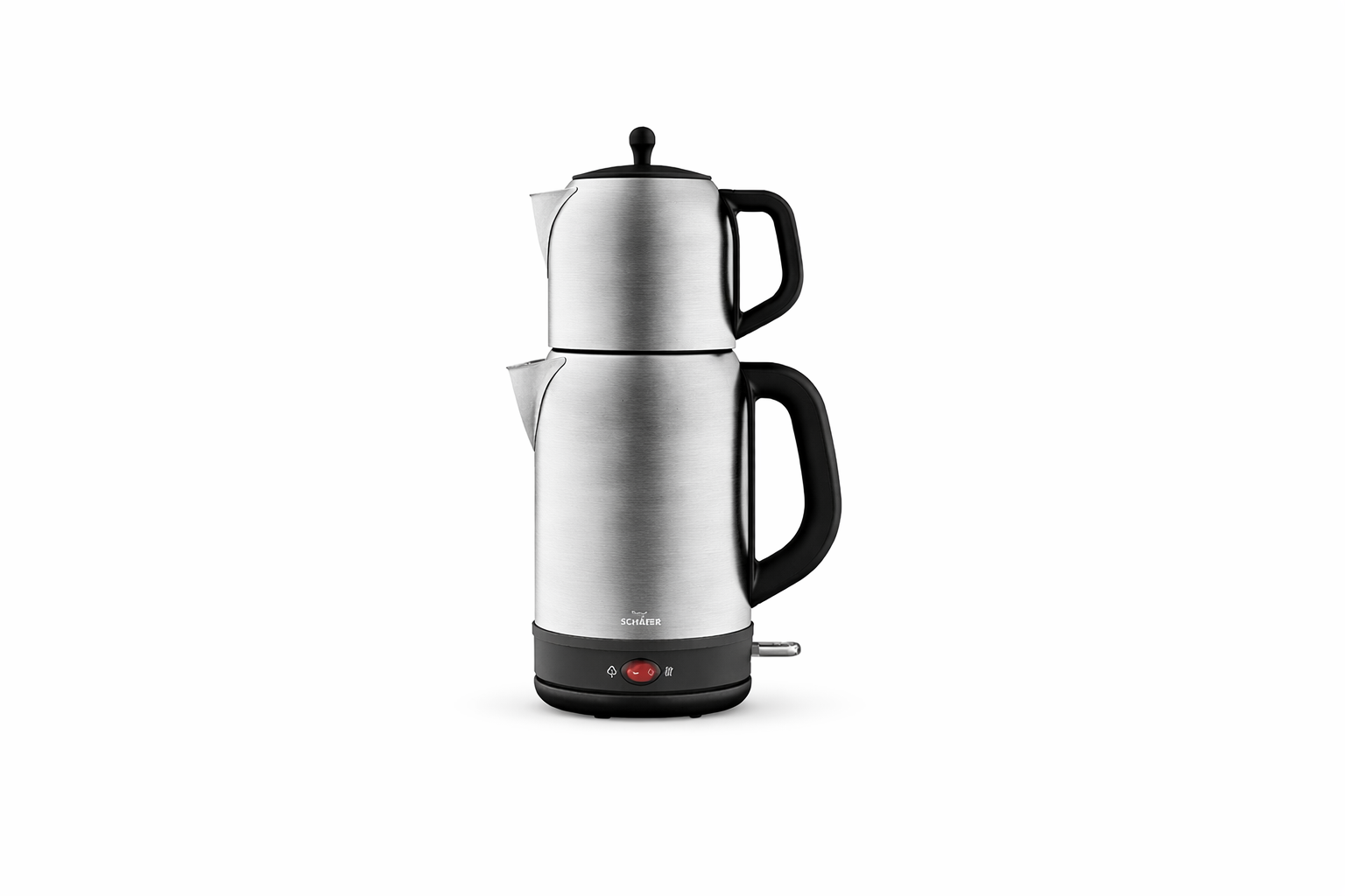 Schäfer Elektrische Turkse Theemaker – 1,7L Waterkoker + 1,0L Theepot – 2200W – RVS – Zwart