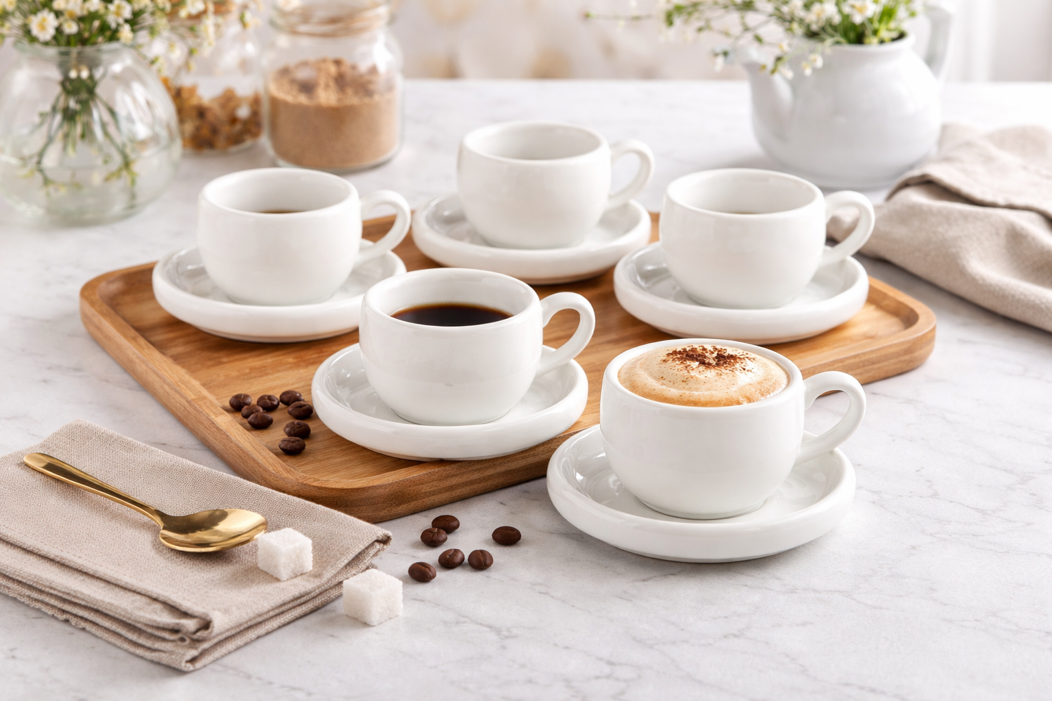 Bavary Chubby Koffie- en Theekopjes Set van 6 – 200 ml – Keramiek – Vaatwasser & Magnetronbestendig