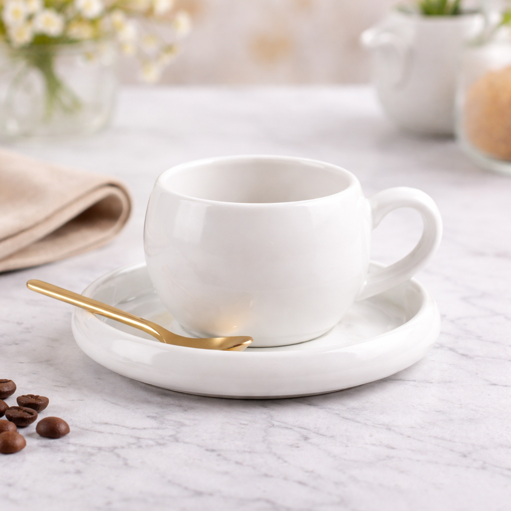 Bavary Chubby Koffie- en Theekopjes Set van 6 – 200 ml – Keramiek – Vaatwasser & Magnetronbestendig