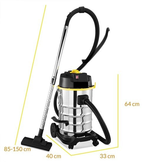 Royal Swiss Nat- & Droogzuiger 1200W – 30L RVS – HEPA Filter