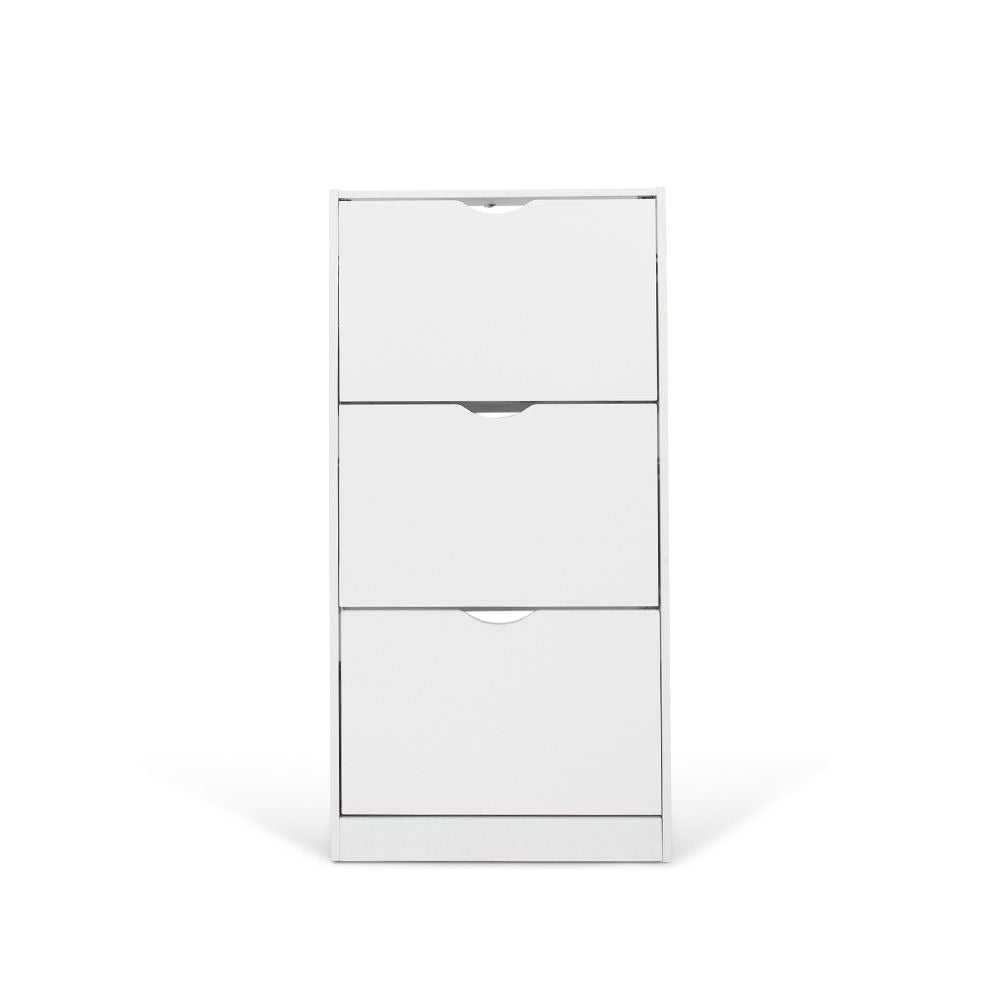 Witte Schoenenkast met 3 Kanteldeuren – Smal Schoenenrek Hal Kast – 60x119 cm