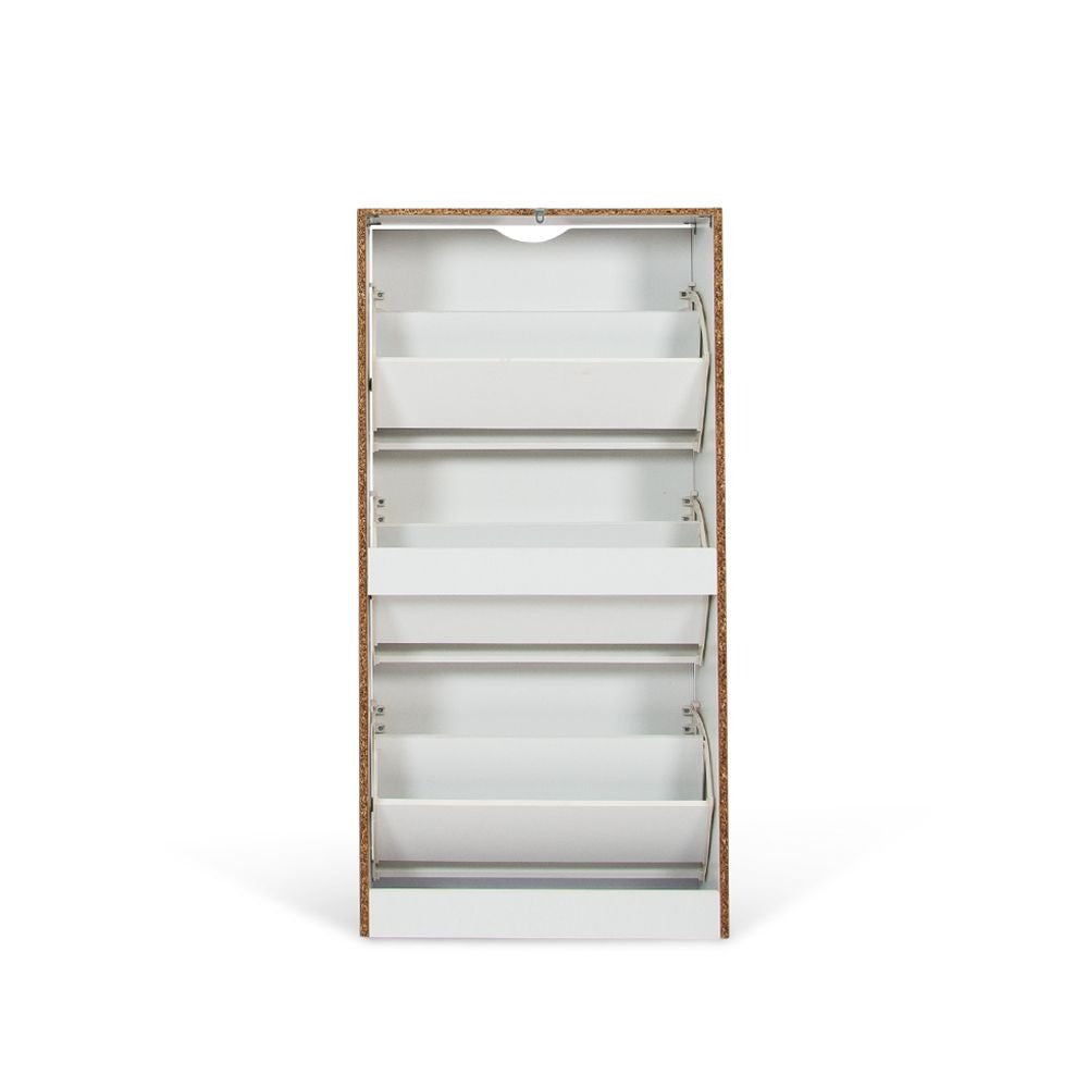 Witte Schoenenkast met 3 Kanteldeuren – Smal Schoenenrek Hal Kast – 60x119 cm