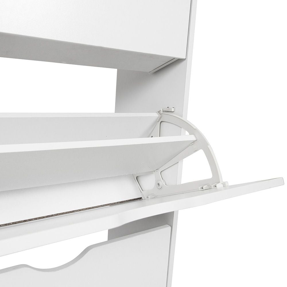 Witte Schoenenkast met 3 Kanteldeuren – Smal Schoenenrek Hal Kast – 60x119 cm