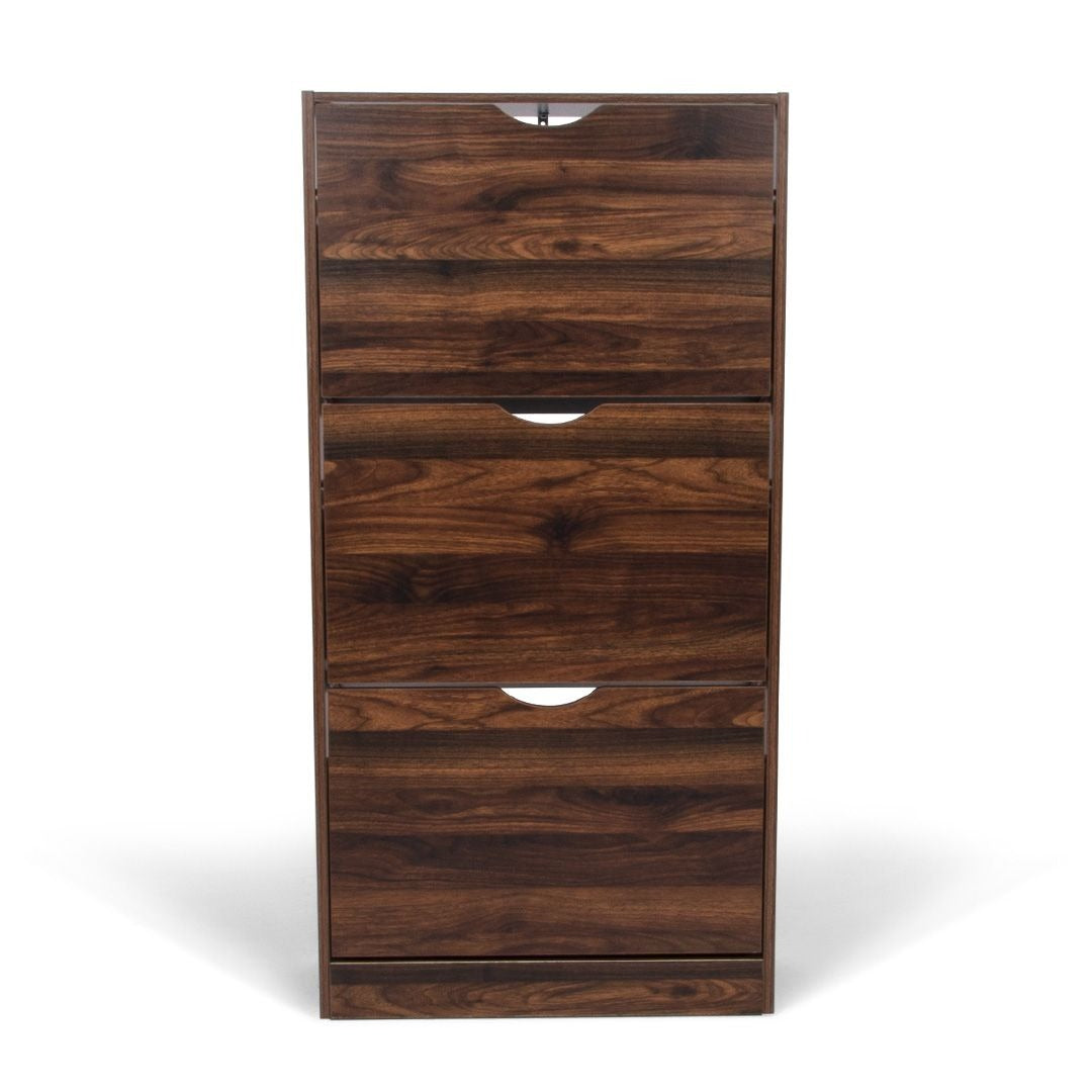 Donkerbruine Schoenenkast met 3 Kanteldeuren – Houten Schoenenrek – 60x119 cm