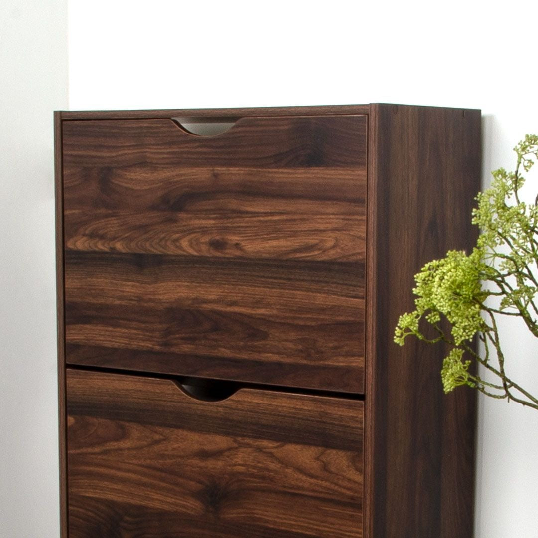 Donkerbruine Schoenenkast met 3 Kanteldeuren – Houten Schoenenrek – 60x119 cm