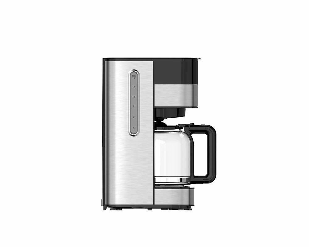 Michelino Koffiezetapparaat met Timer – 12 Kopjes – Glazen Kan – Druppel Koffiemachine – RVS/Zwart – Programmeerbaar