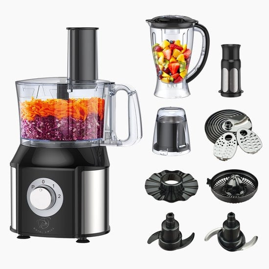 Royal Swiss Foodprocessor 5-in-1 – 550W Keukenmachine met Blender, Hakmolen & Citruspers