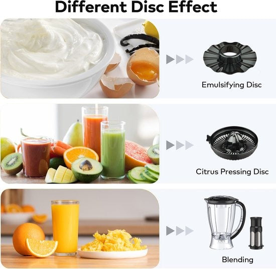 Royal Swiss Foodprocessor 5-in-1 – 550W Keukenmachine met Blender, Hakmolen & Citruspers