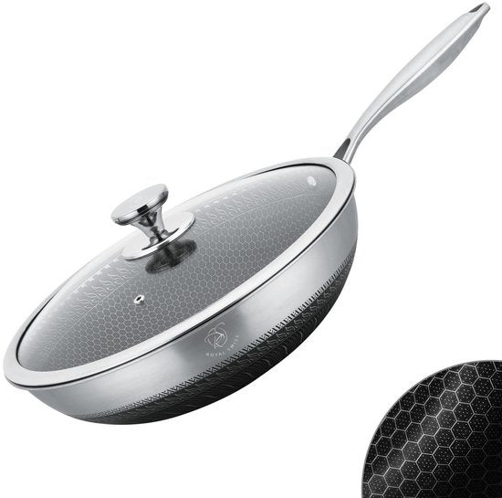 Wokpan 32 cm – PFAS-vrij – RVS Honingraat Anti-aanbak – Inductie