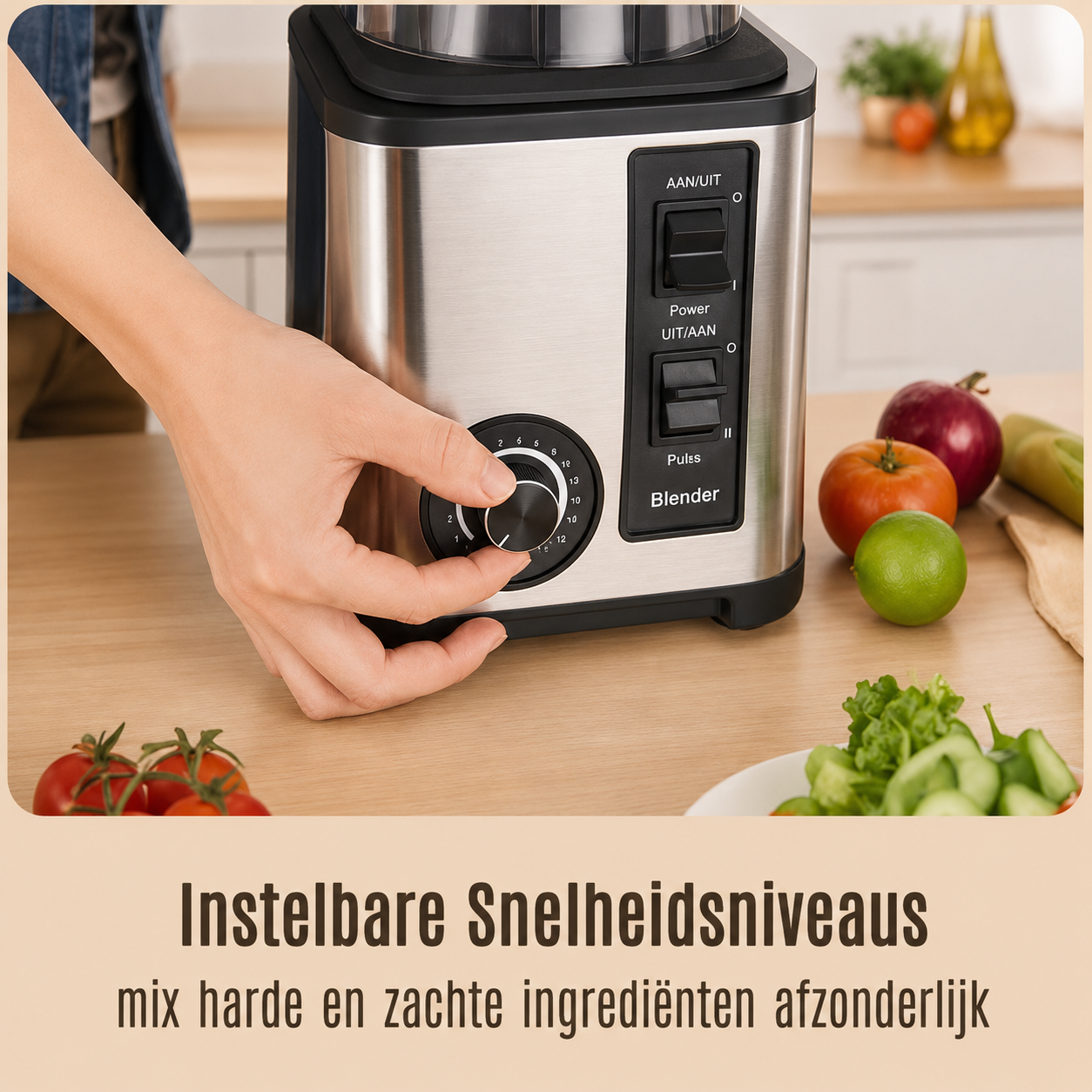 Royal Swiss Blender & Grinder 2000W – Professionele Power Blender met Grinder – 2.0L Glazen Kan – RVS Behuizing – Smoothies, IJs, Noten & Kruiden