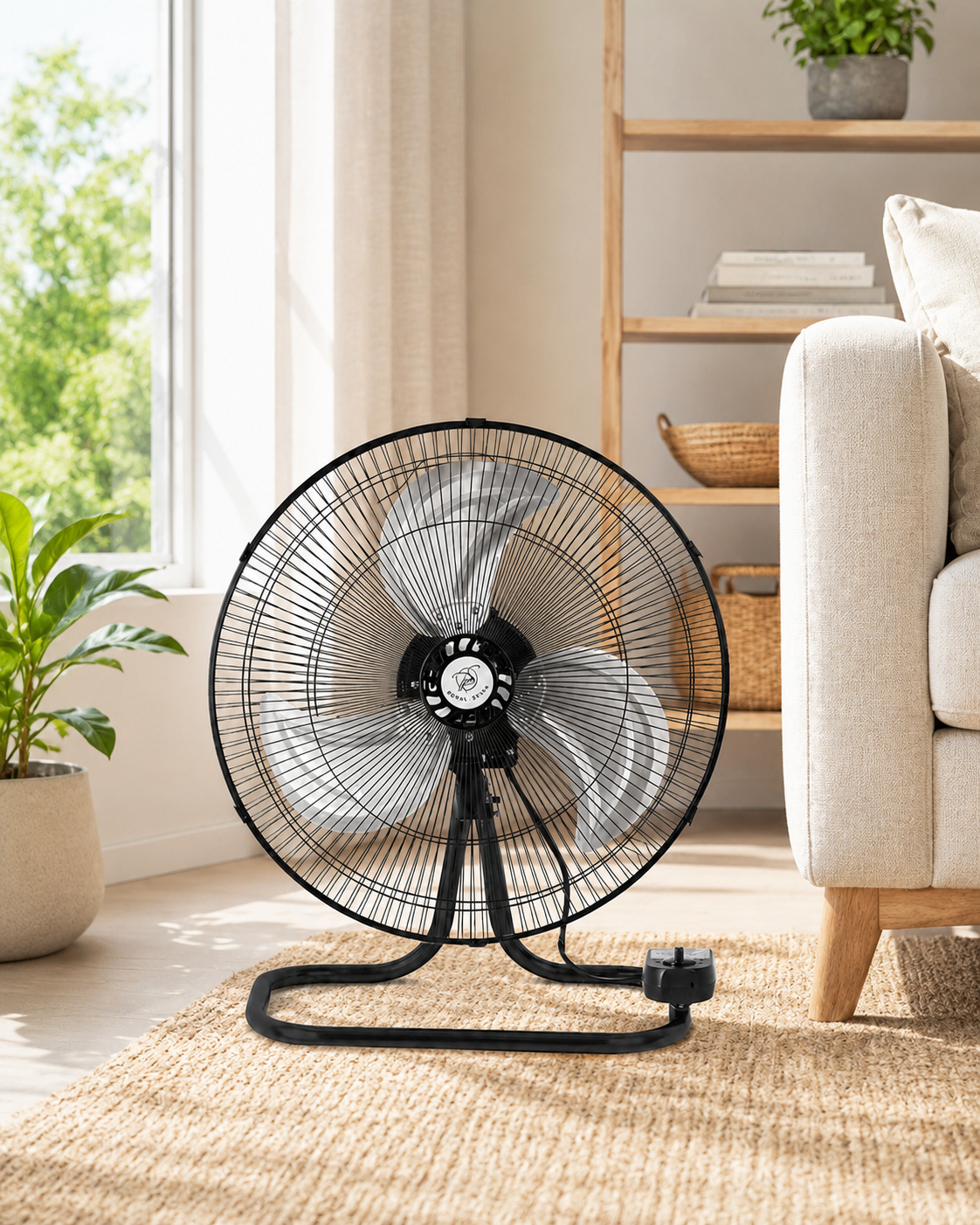 Royal Swiss FS-1828 Metalen Staande Ventilator 18 Inch – 3-in-1 Vloerventilator – 3 Snelheden – In Hoogte Verstelbaar – Oscillatie – Zwart