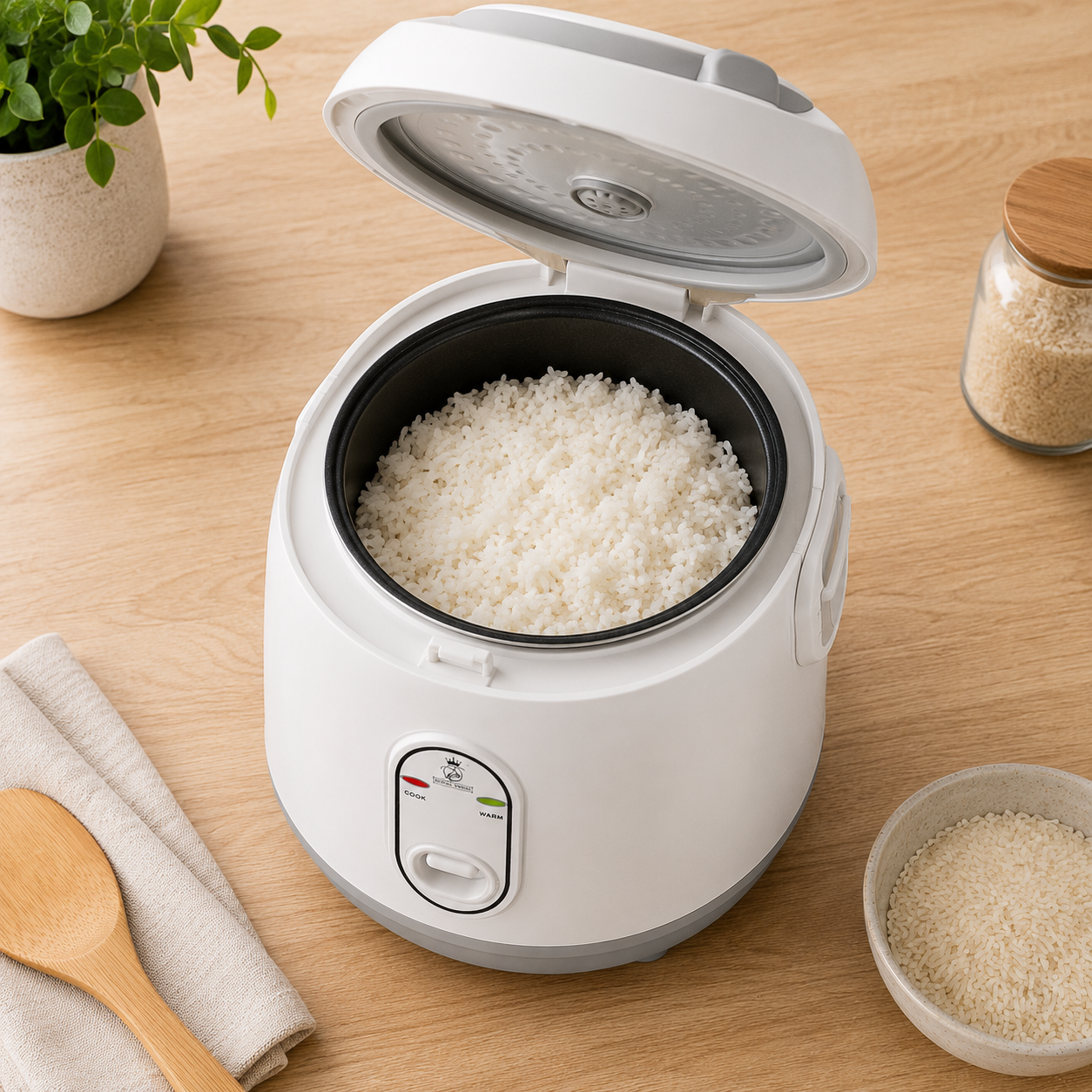 Royal Swiss® Rijstkoker 1.5L – Elektrische Automatische Rice Cooker met Warmhoudfunctie – Antiaanbak Binnenpan – Inclusief Maatbeker – 300W