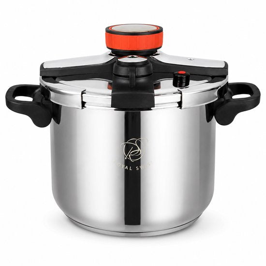 Royal Swiss Snelkookpan – 10 Liter - RVS Drukpan met Kooksignaal | 3-in-1 Koken, Alle Warmtebronnen