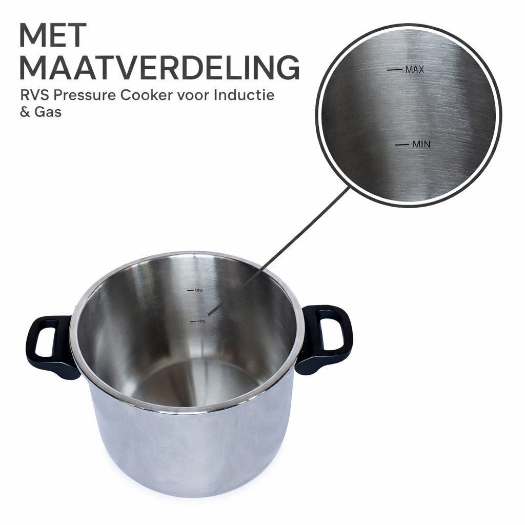 Royal Swiss Snelkookpan – 10 Liter - RVS Drukpan met Kooksignaal | 3-in-1 Koken, Alle Warmtebronnen