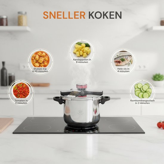 Royal Swiss Snelkookpan – 10 Liter - RVS Drukpan met Kooksignaal | 3-in-1 Koken, Alle Warmtebronnen