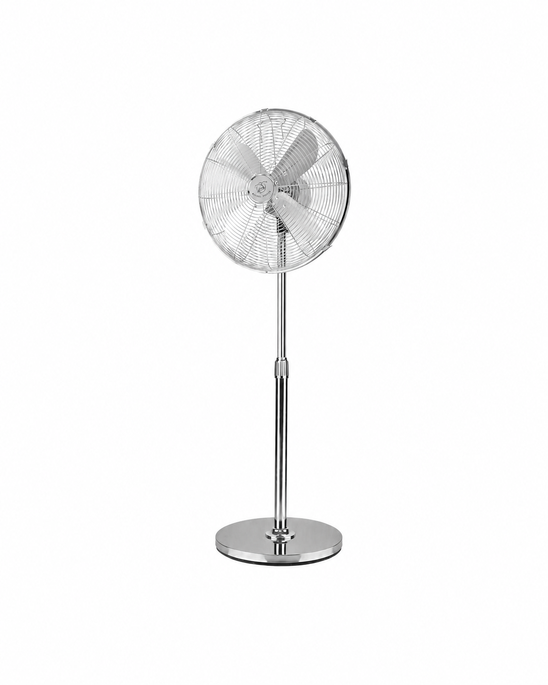 Royal Swiss® Statiefventilator 40 cm / 16 Inch – Metalen Staande Ventilator 50W – In Hoogte Verstelbaar – 3 Snelheden – Oscillatiefunctie – Zilver