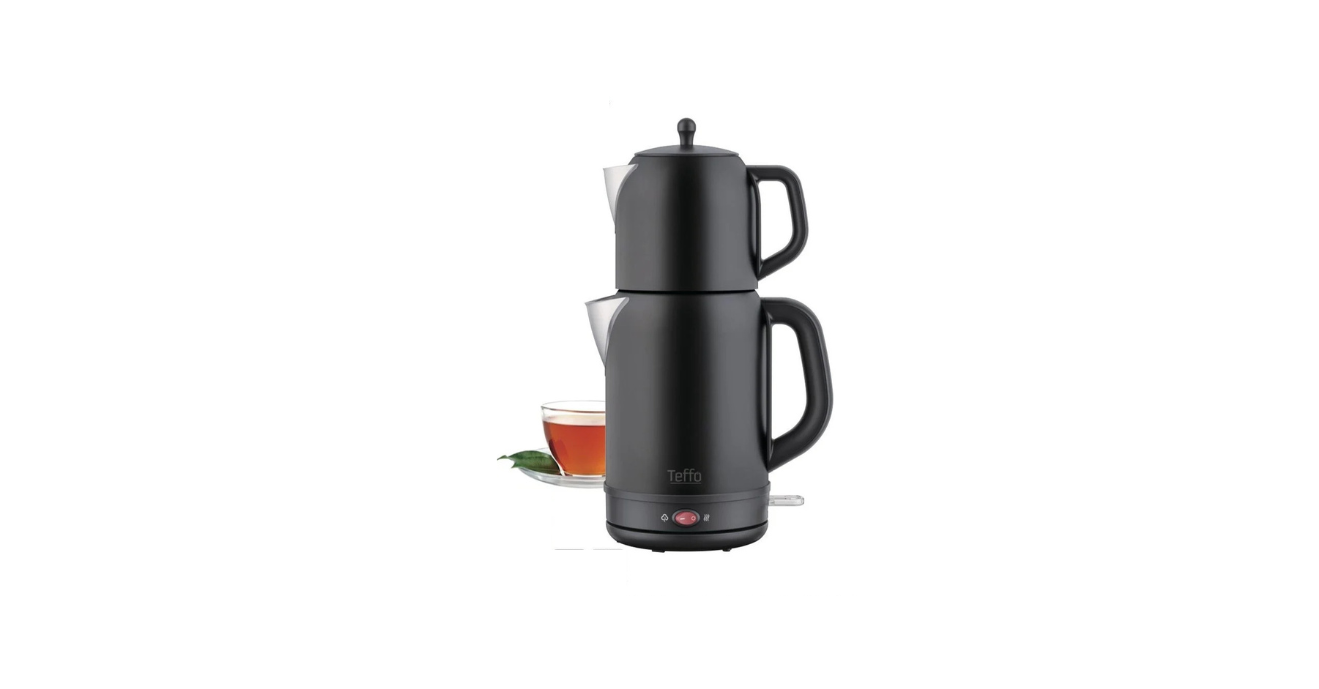 Teffo® Elektrische Theepot & Waterkoker Set – 2200W – RVS Theemachine met 1L Theepot en 1.7L Waterkoker – Zwart