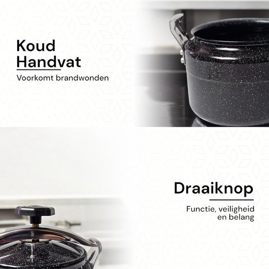 Royal Swiss Snelkookpan – Antiaanbak Marble Coating – Voor Alle Warmtebronnen incl. Inductie