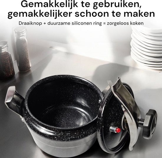 Royal Swiss Snelkookpan – Antiaanbak Marble Coating – Voor Alle Warmtebronnen incl. Inductie
