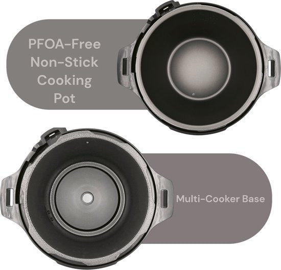 Royal Swiss Elektrische Snelkookpan 6L – Multicooker Rijstkoker & Slowcooker – RVS – Zwart