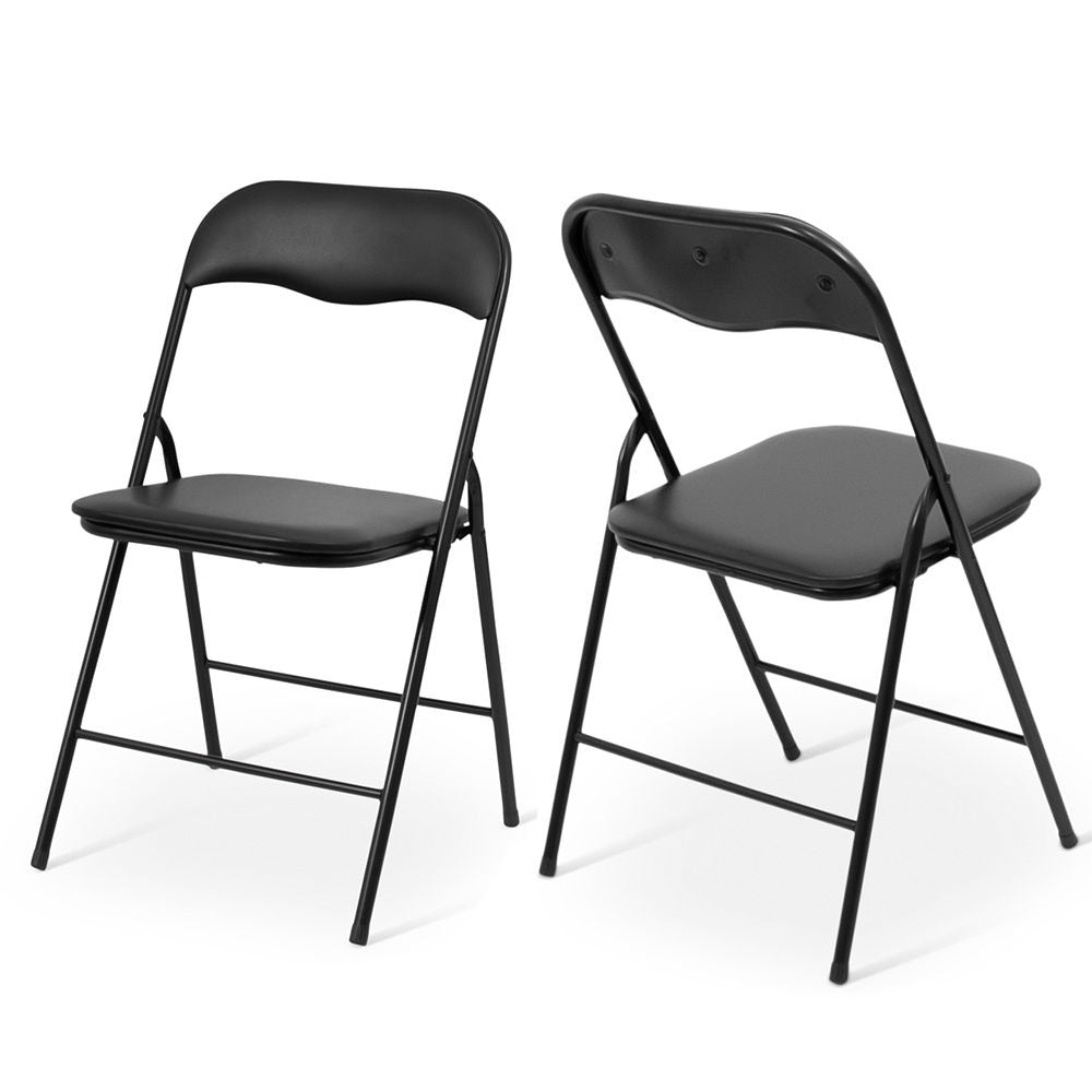 Opvouwbare Tafel met 4 Stoelen – Inklapbare Tafelset – Zwart – 80×80 cm