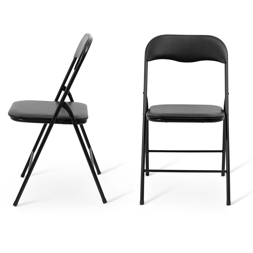 Opvouwbare Tafel met 4 Stoelen – Inklapbare Tafelset – Zwart – 80×80 cm
