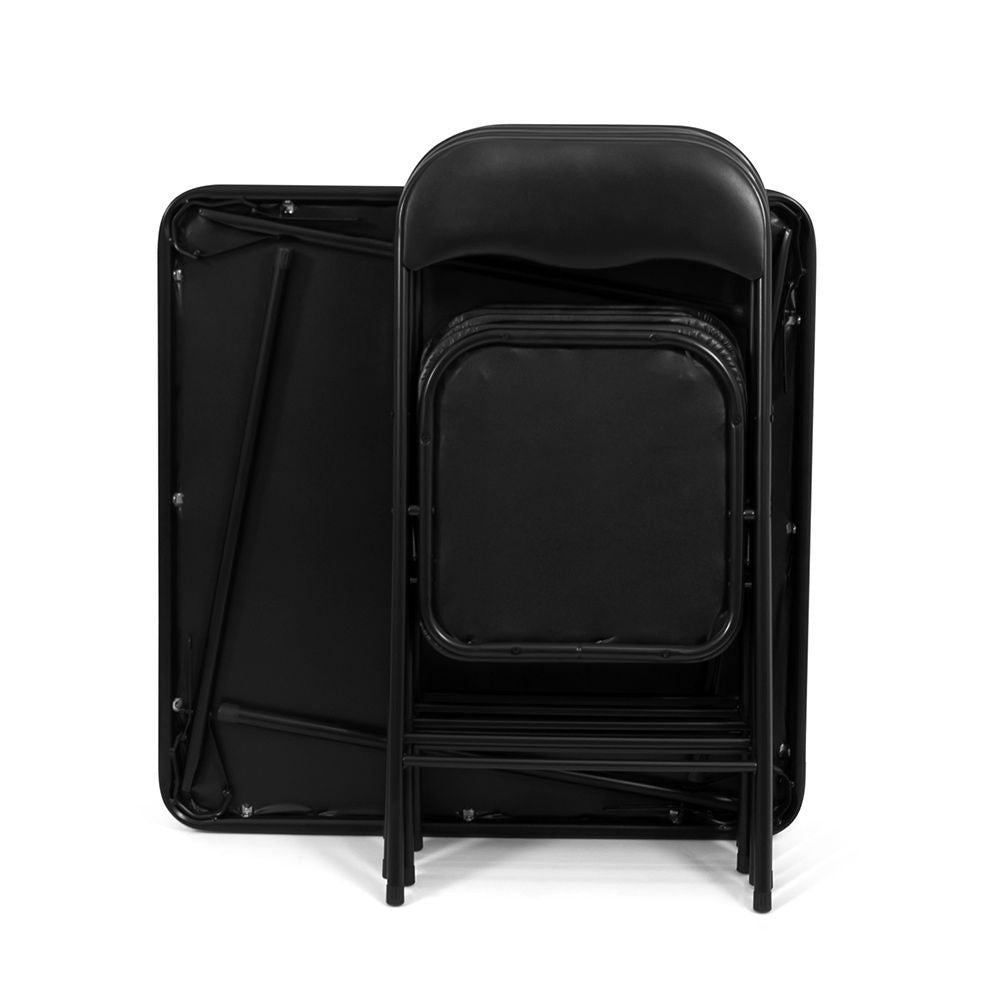 Opvouwbare Tafel met 4 Stoelen – Inklapbare Tafelset – Zwart – 80×80 cm