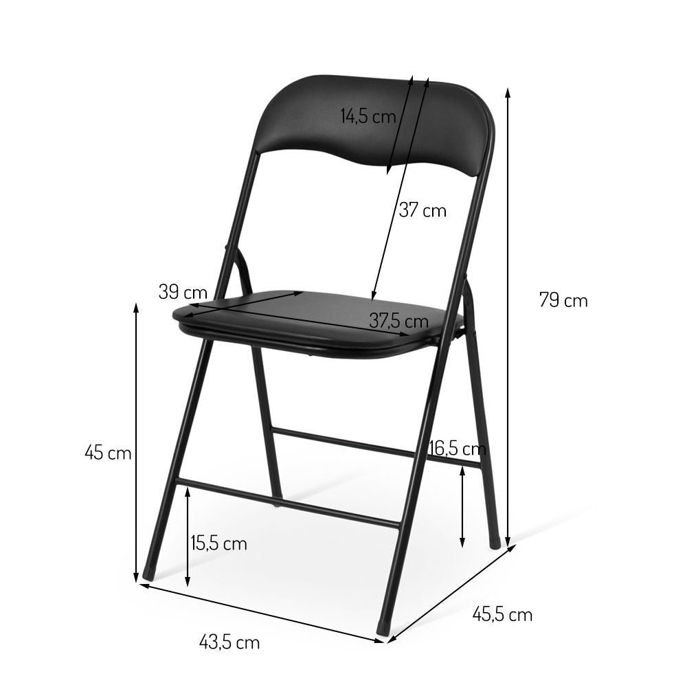 Opvouwbare Tafel met 4 Stoelen – Inklapbare Tafelset – Zwart – 80×80 cm