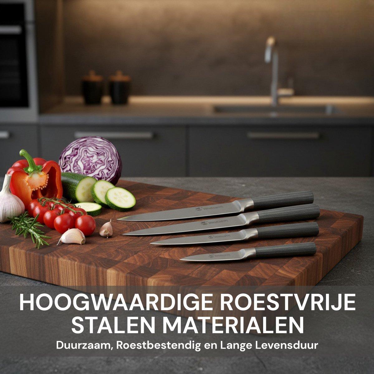 6-delige Messenset met Messenblok – RVS Keukenmessen