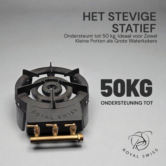 Royal Swiss® Gietijzeren Gasbrander 9kW – 3 Instelbare Kranen – Outdoor Gaskookstel