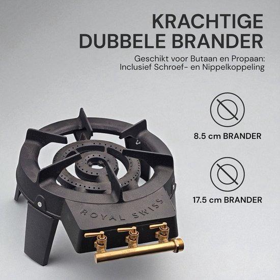 Royal Swiss® Gietijzeren Gasbrander 9kW – 3 Instelbare Kranen – Outdoor Gaskookstel
