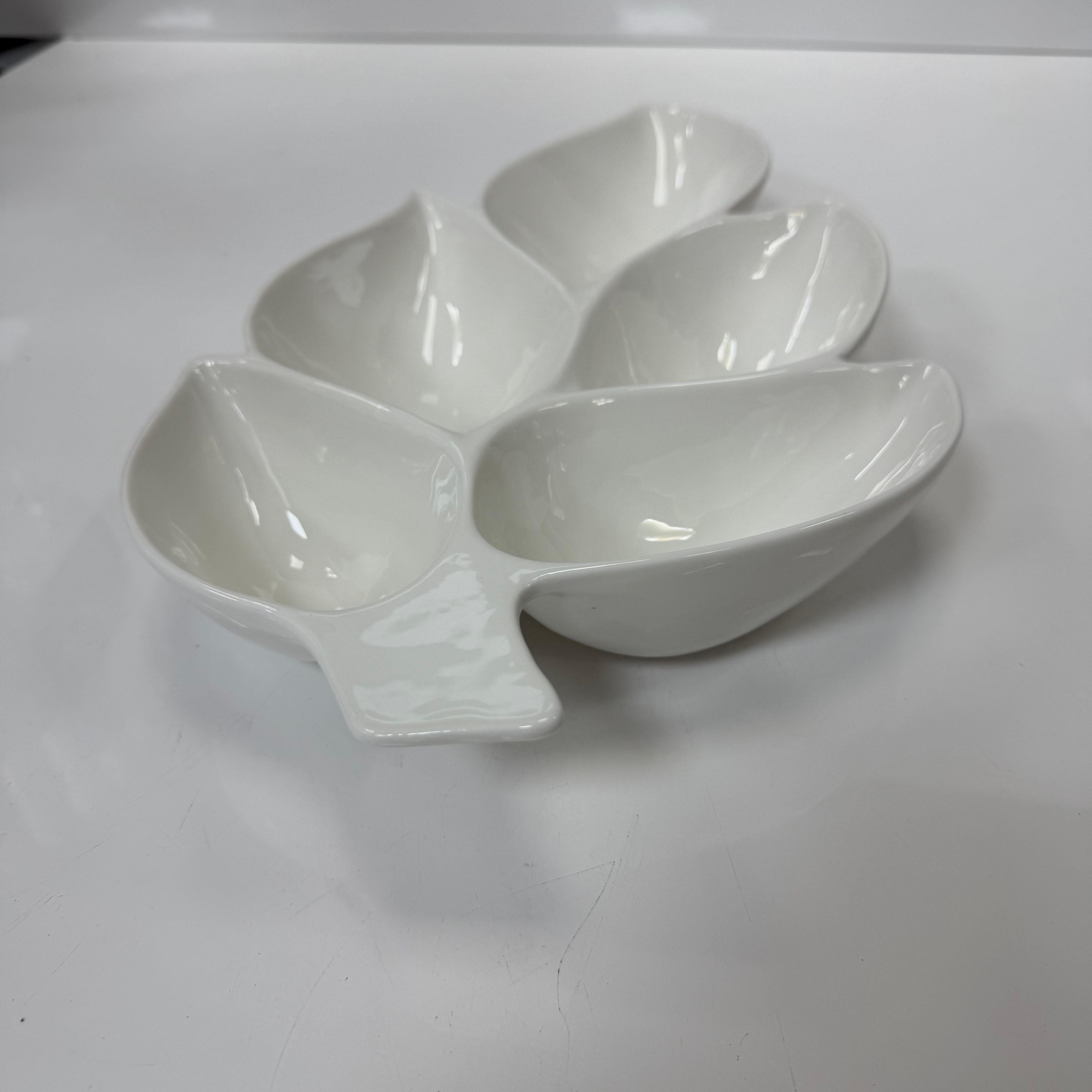 Bavary Decoration Leaf Serveerschaal – Witte Keramische Snack- en Hapjesschaal