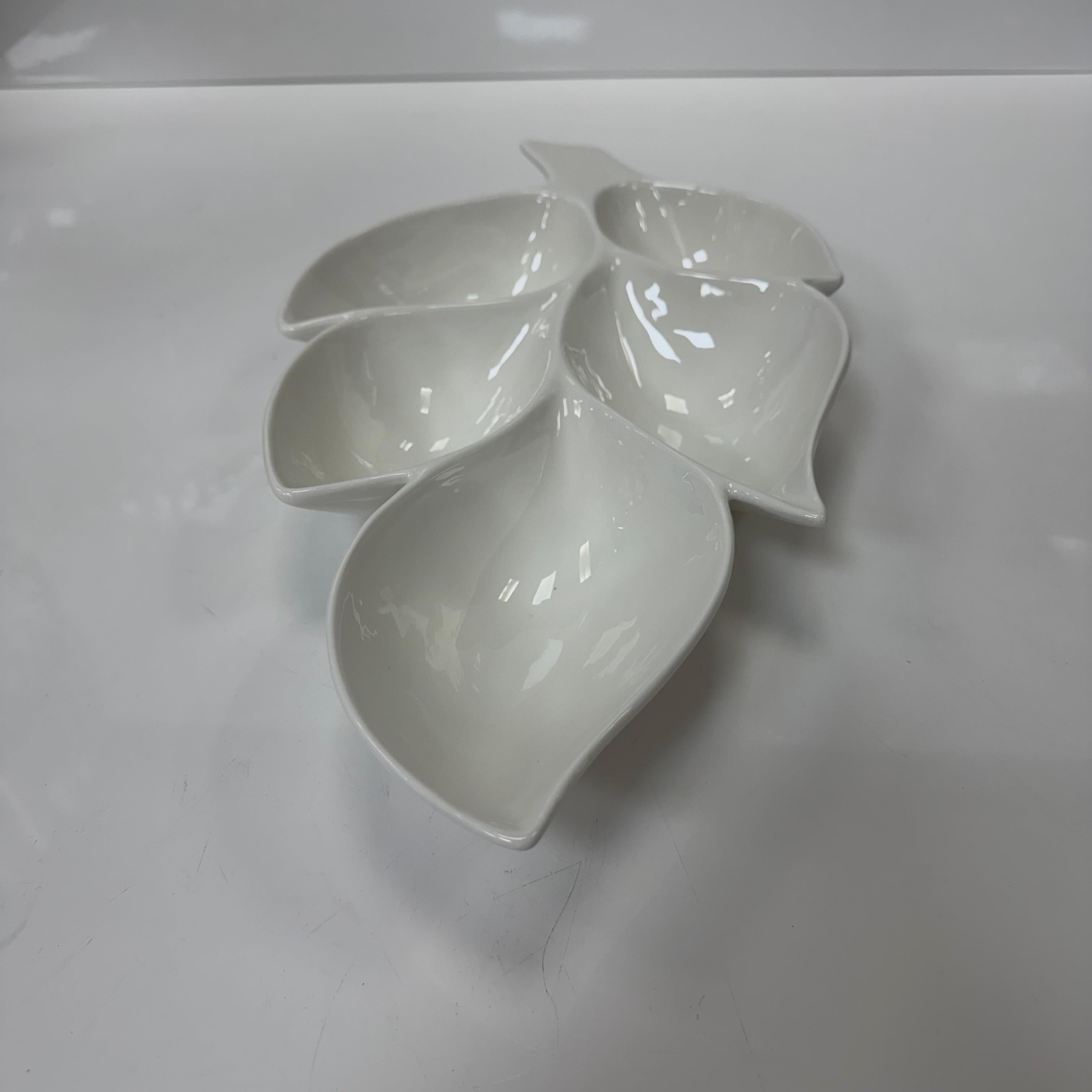 Bavary Decoration Leaf Serveerschaal – Witte Keramische Snack- en Hapjesschaal