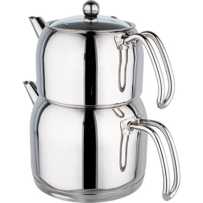 Almina Theepot Set van 2 – Metalen Theepotten 1,5L & 3,0L – Uitstekend Warmtebehoud