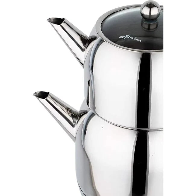 Almina Theepot Set van 2 – Metalen Theepotten 1,5L & 3,0L – Uitstekend Warmtebehoud